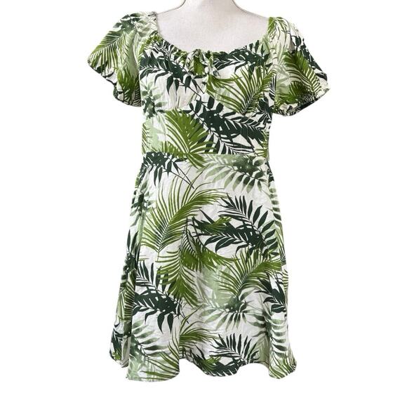 Japna Tropical Palm Tree Mini Dress Large - Picture 1 of 3